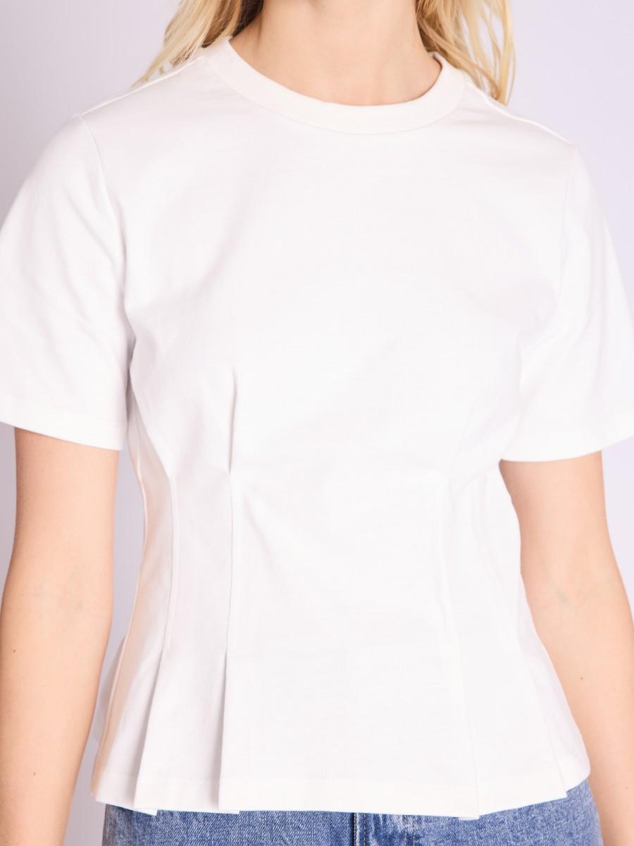 Berenice T-Shirt EDWIN T-Shirt Blanc Court Cintré à Col Rond