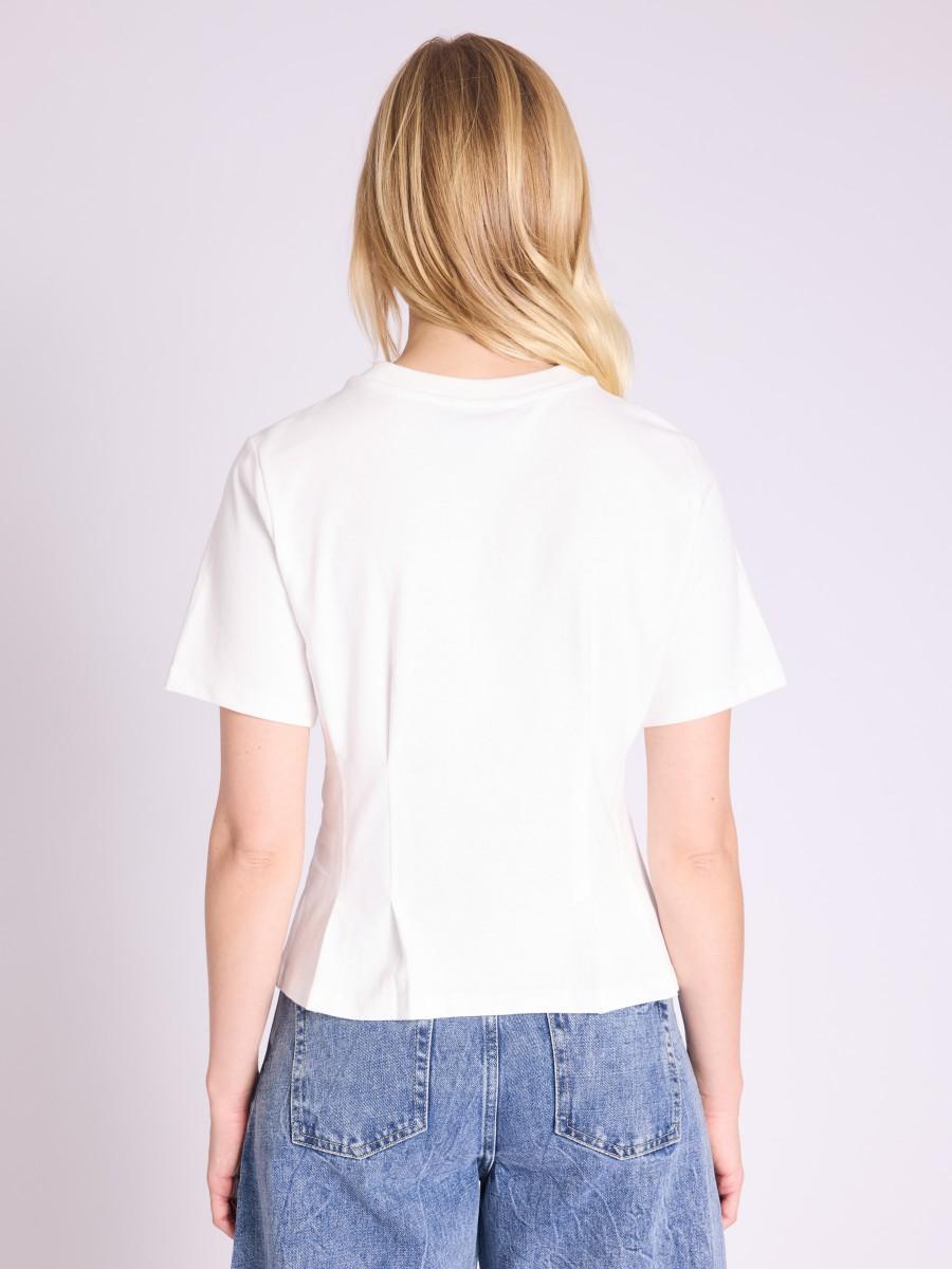 Berenice T-Shirt EDWIN T-Shirt Blanc Court Cintré à Col Rond