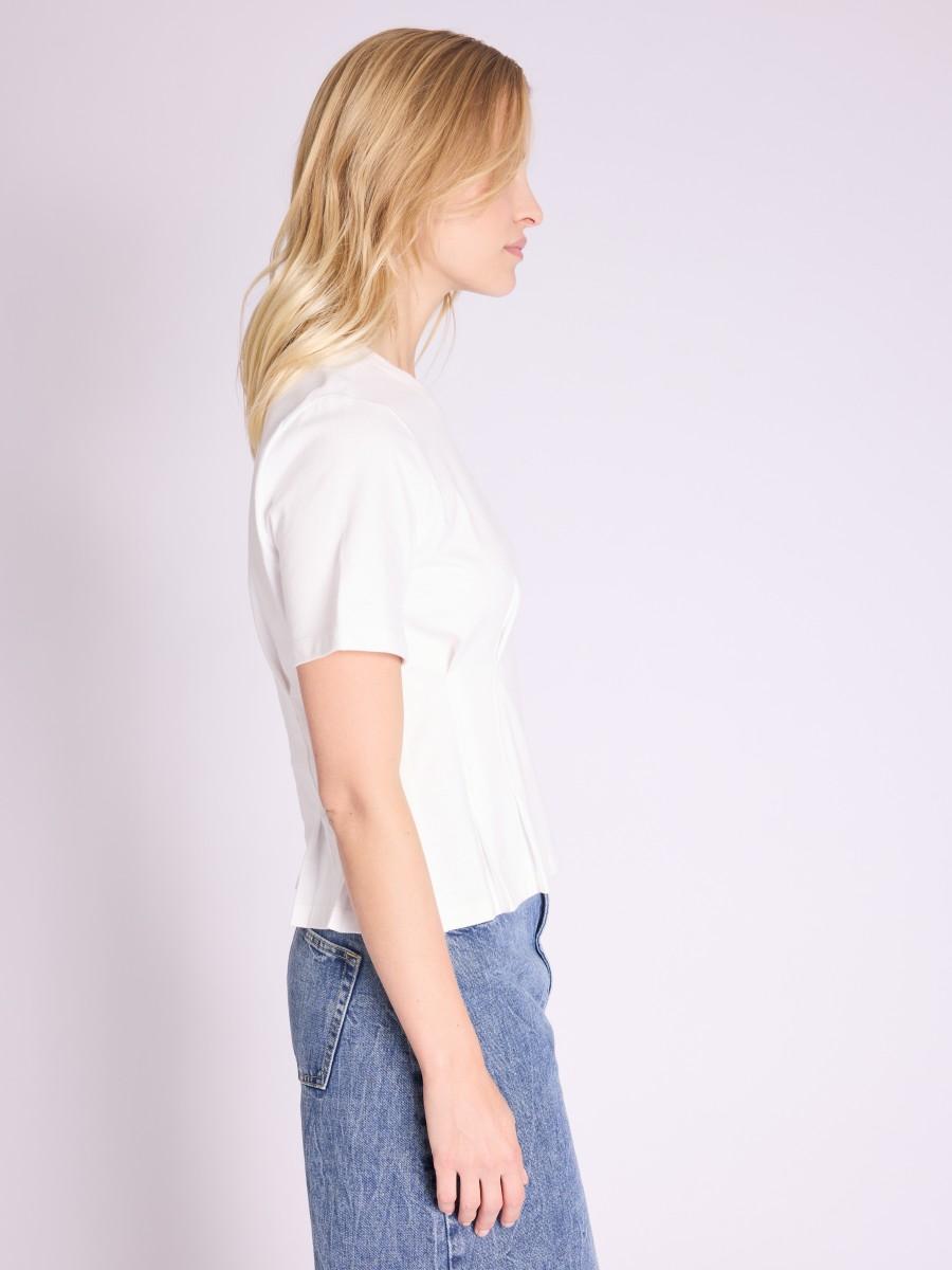 Berenice T-Shirt EDWIN T-Shirt Blanc Court Cintré à Col Rond