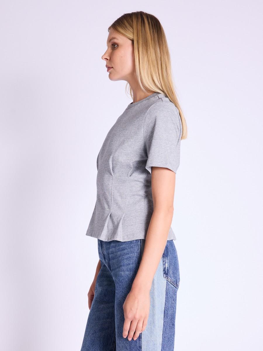 Berenice T-Shirt EDWIN T-shirt Gris Court Cintré à Col Rond