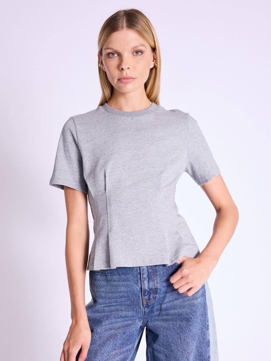 Berenice T-Shirt EDWIN T-shirt gris court cintré à col rond