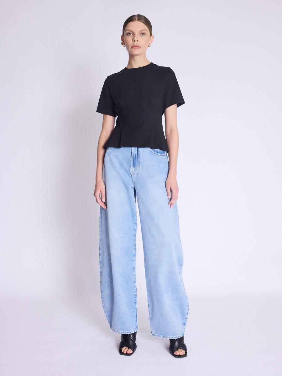 Berenice T-Shirt EDWIN T-shirt Noir Court Cintré à Col Rond