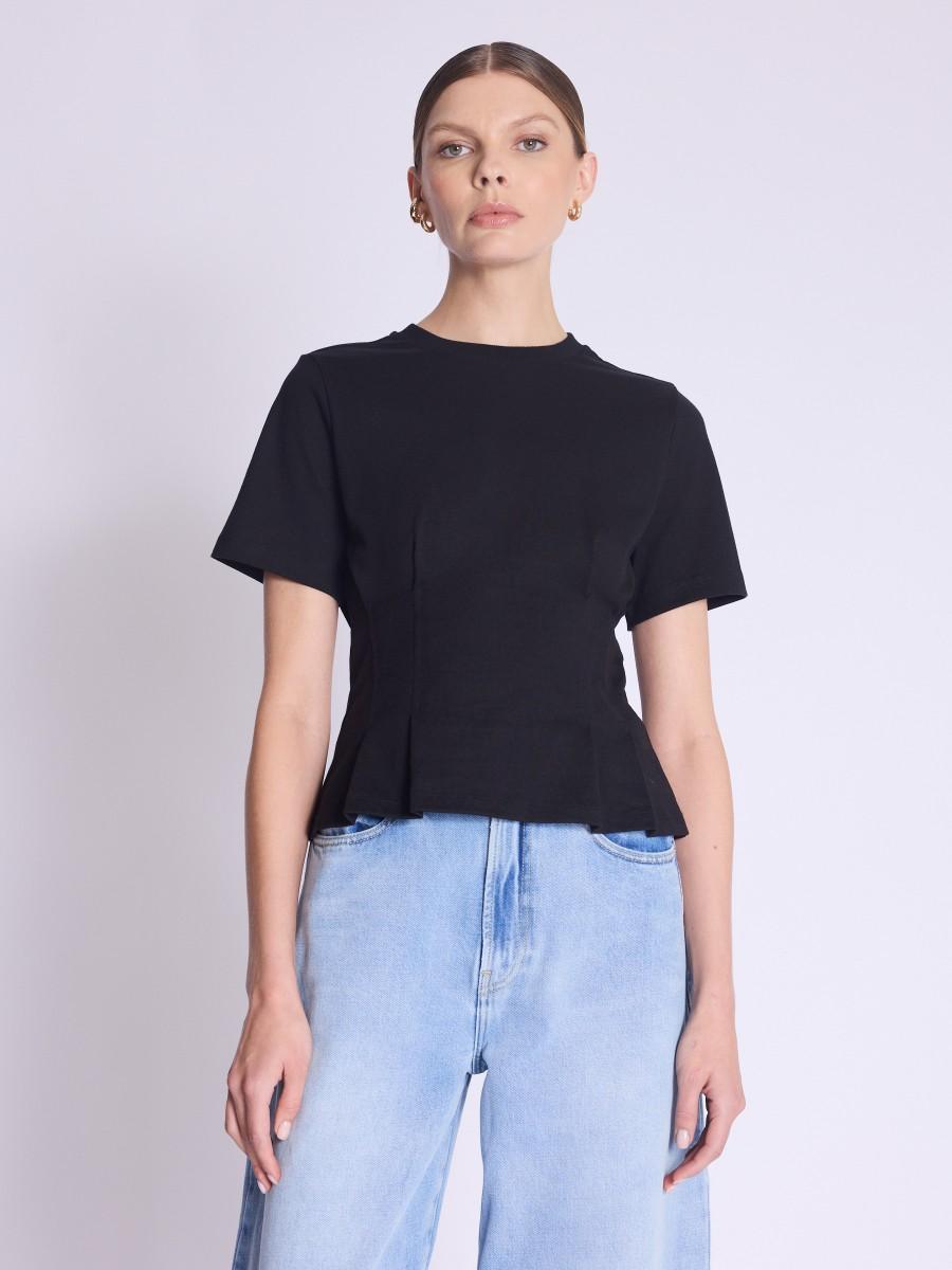 Berenice T-Shirt EDWIN T-shirt noir court cintré à col rond