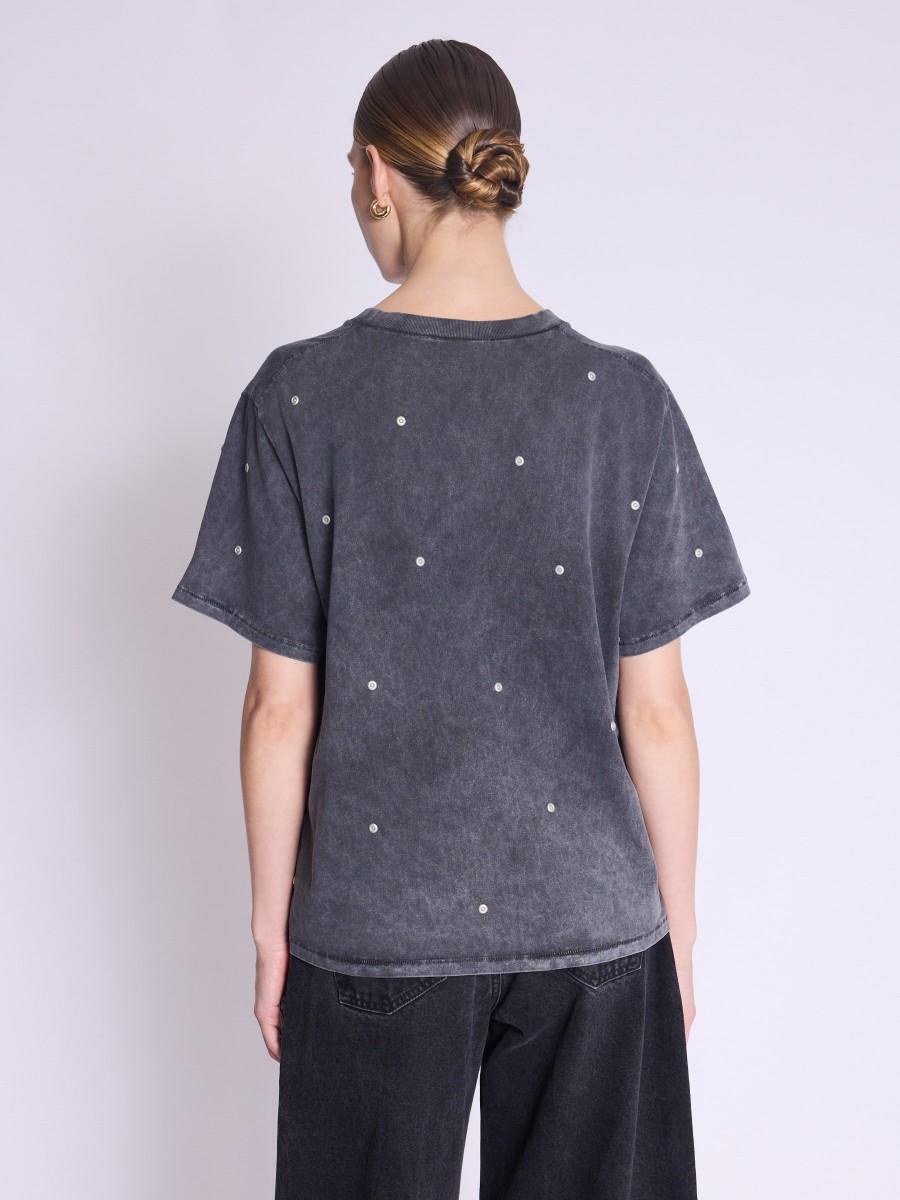 Berenice T-shirt ERIVET T-shirt Gris Délavé Orné De Rivets