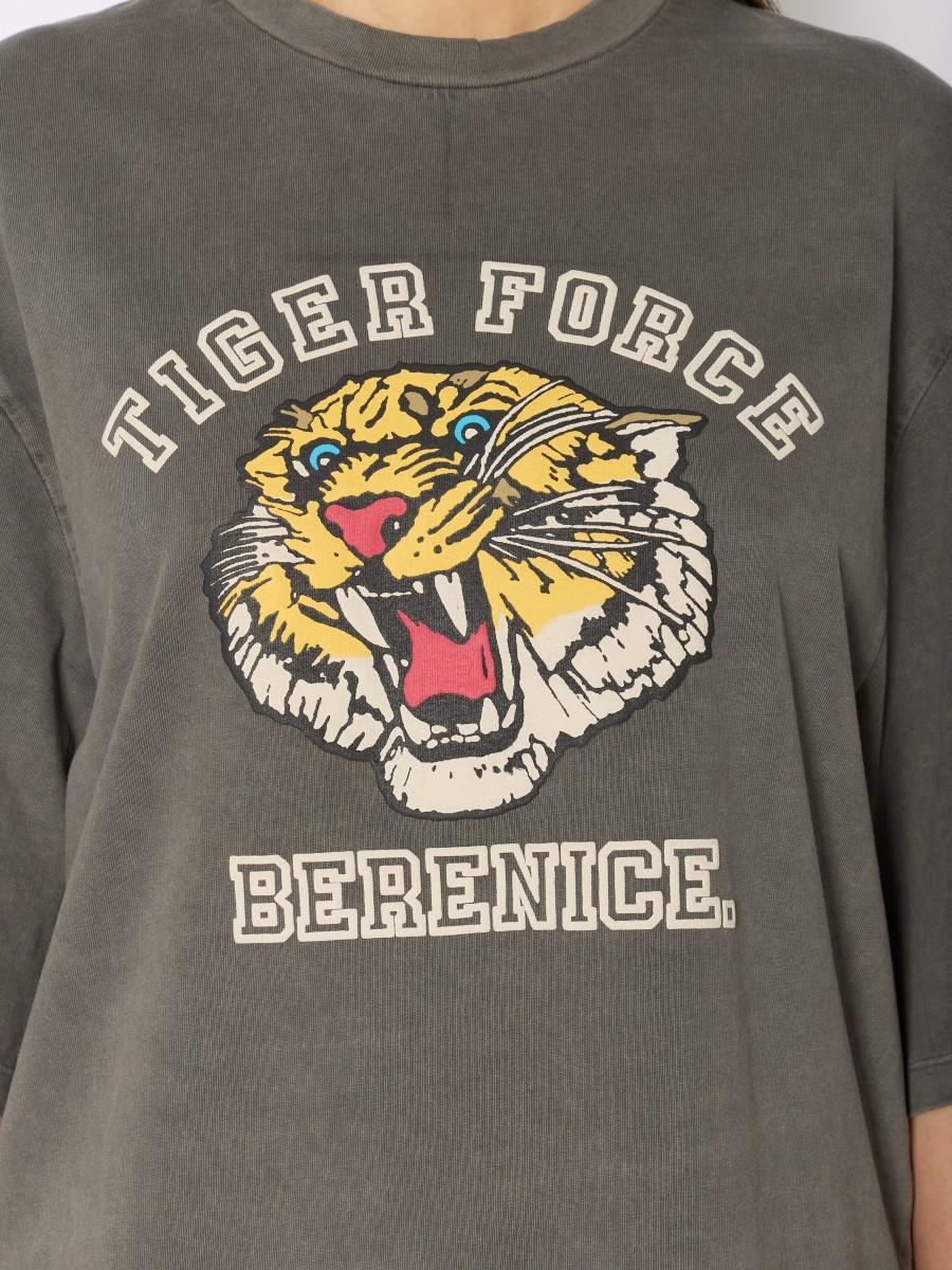Berenice T-shirt Gris Teforce – Coupe Oversize Motif Tiger Force Manches Larges