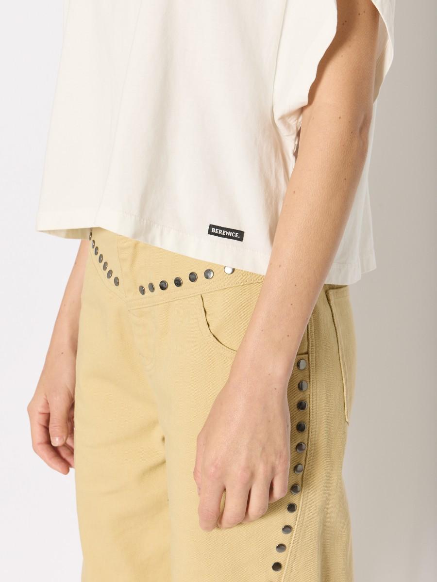 Berenice T-shirt Oversize à Manches Courtes Et Col Rond En Coton Blanc