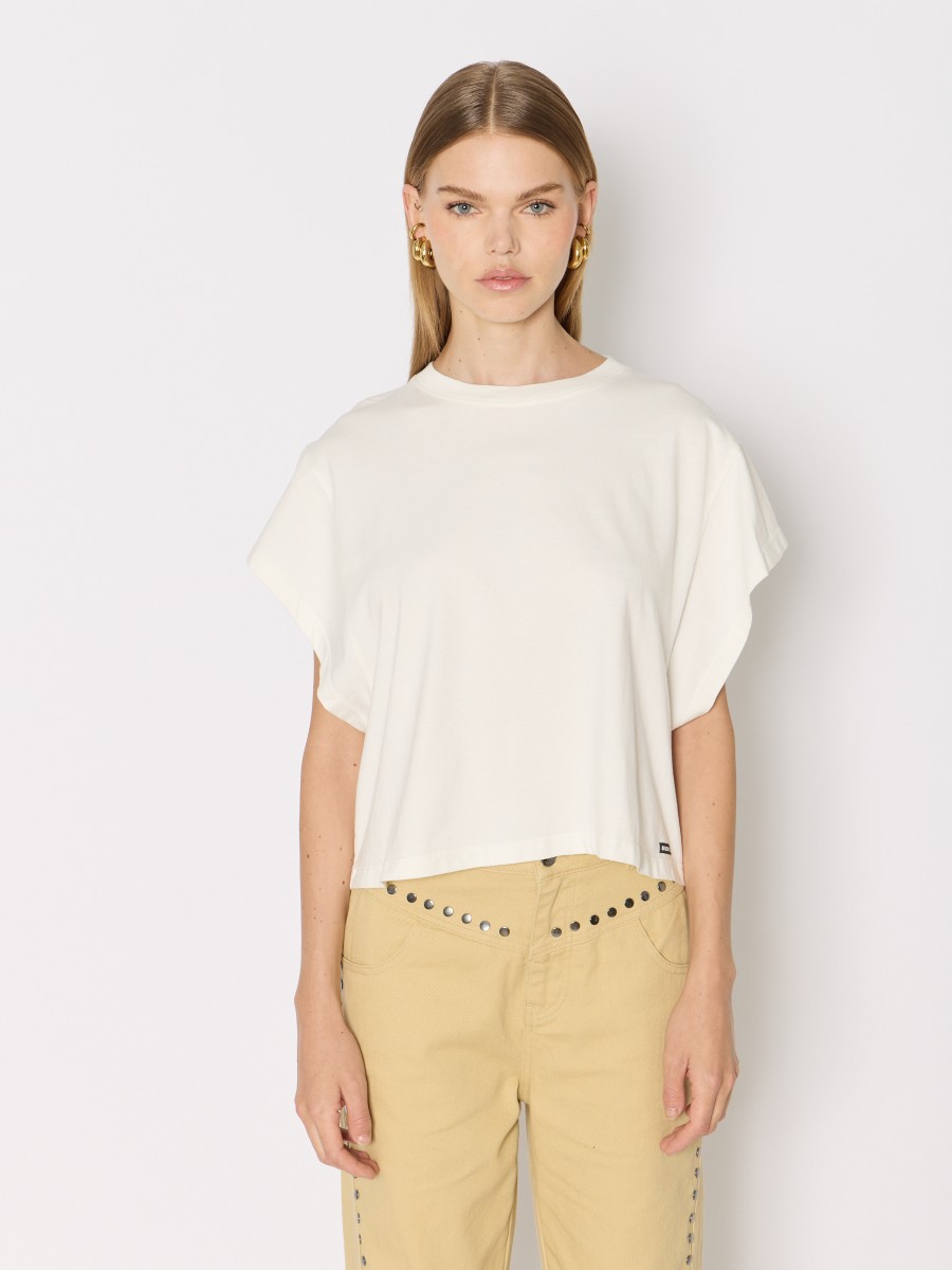 Berenice T-shirt oversize à manches courtes et col rond en coton blanc