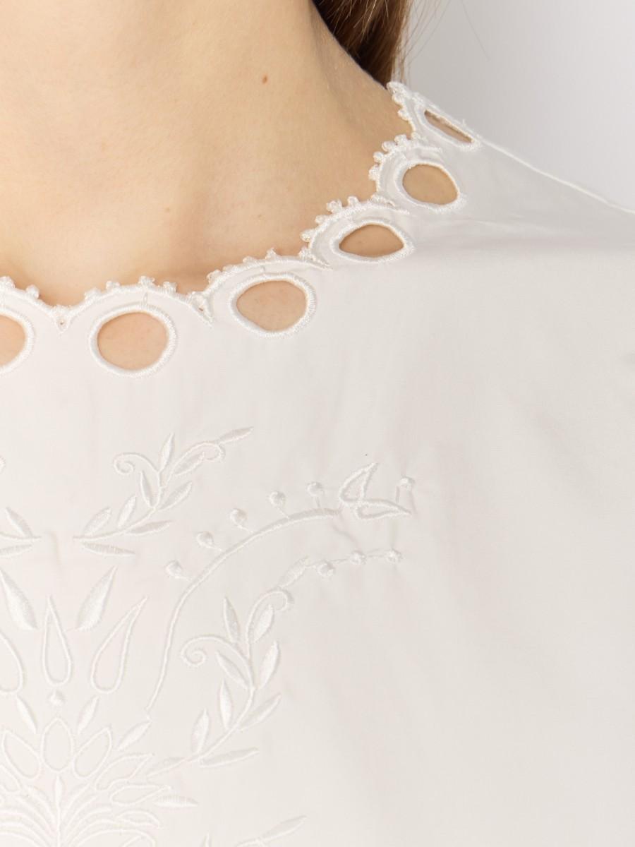 Berenice Top Blanc CTISTY – Broderies Anglaises Coupe Courte Et Col Rond