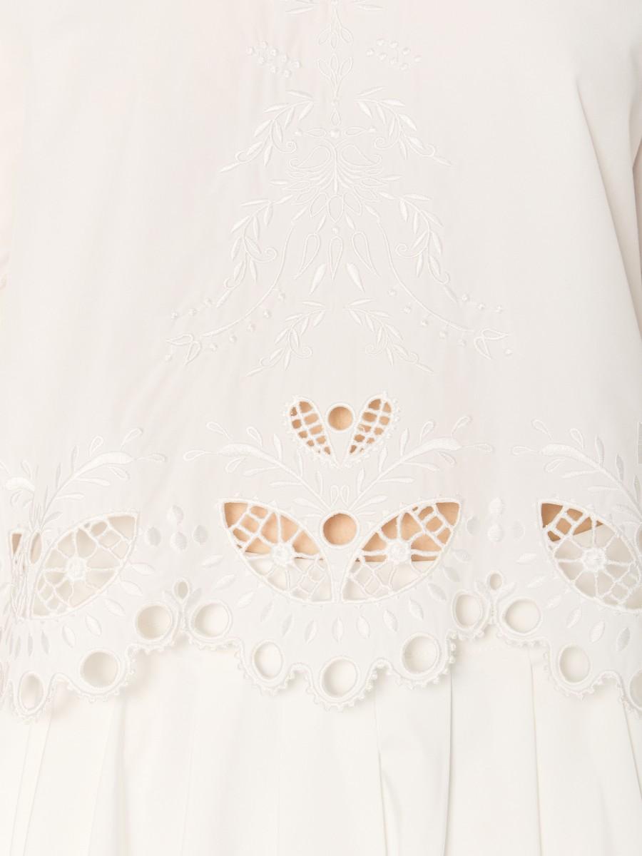Berenice Top Blanc CTISTY – Broderies Anglaises Coupe Courte Et Col Rond