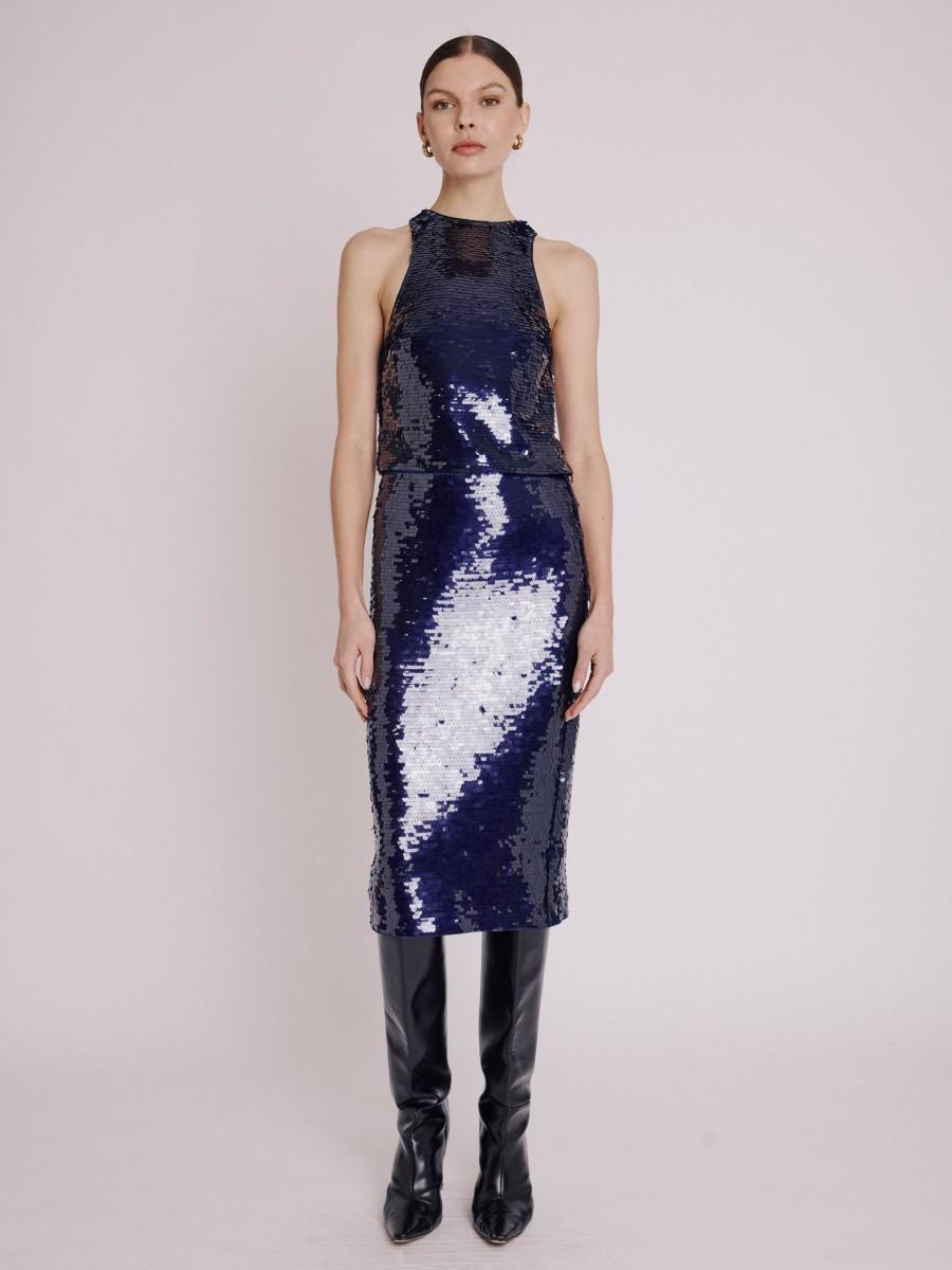 Berenice Top TALLY Top Court Sans Manche à Sequins Violet