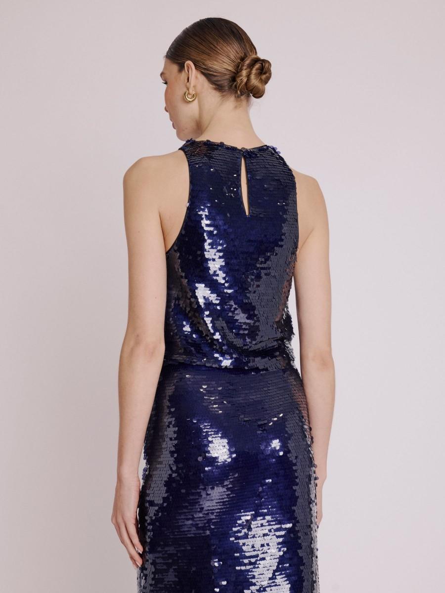 Berenice Top TALLY Top Court Sans Manche à Sequins Violet