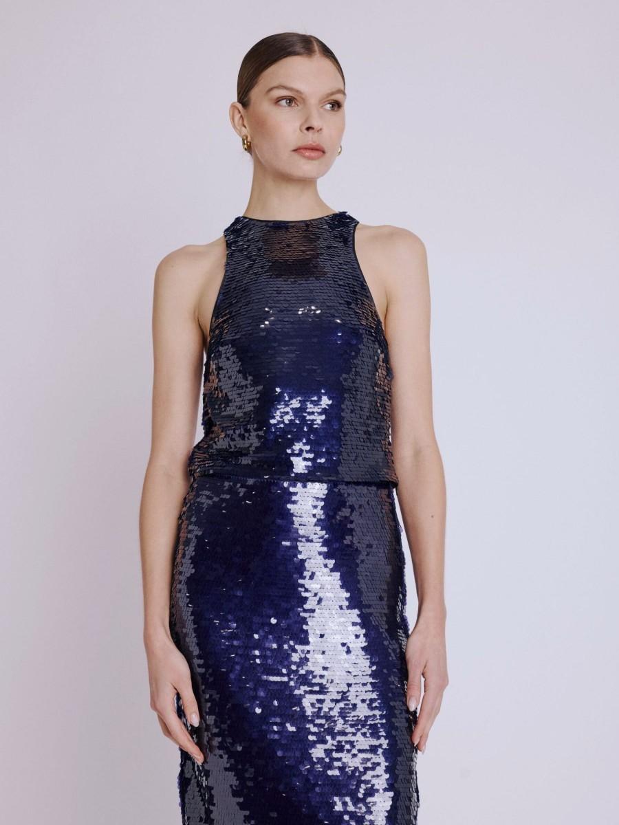 Berenice Top TALLY Top court sans manche à sequins violet