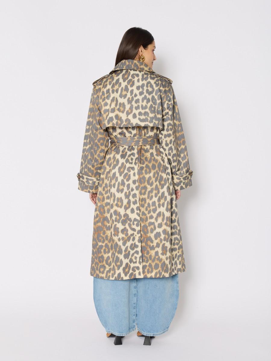 Berenice Trench MATHILDA – Long Imprimé Léopard Ceinture Ajustable 100% COTON
