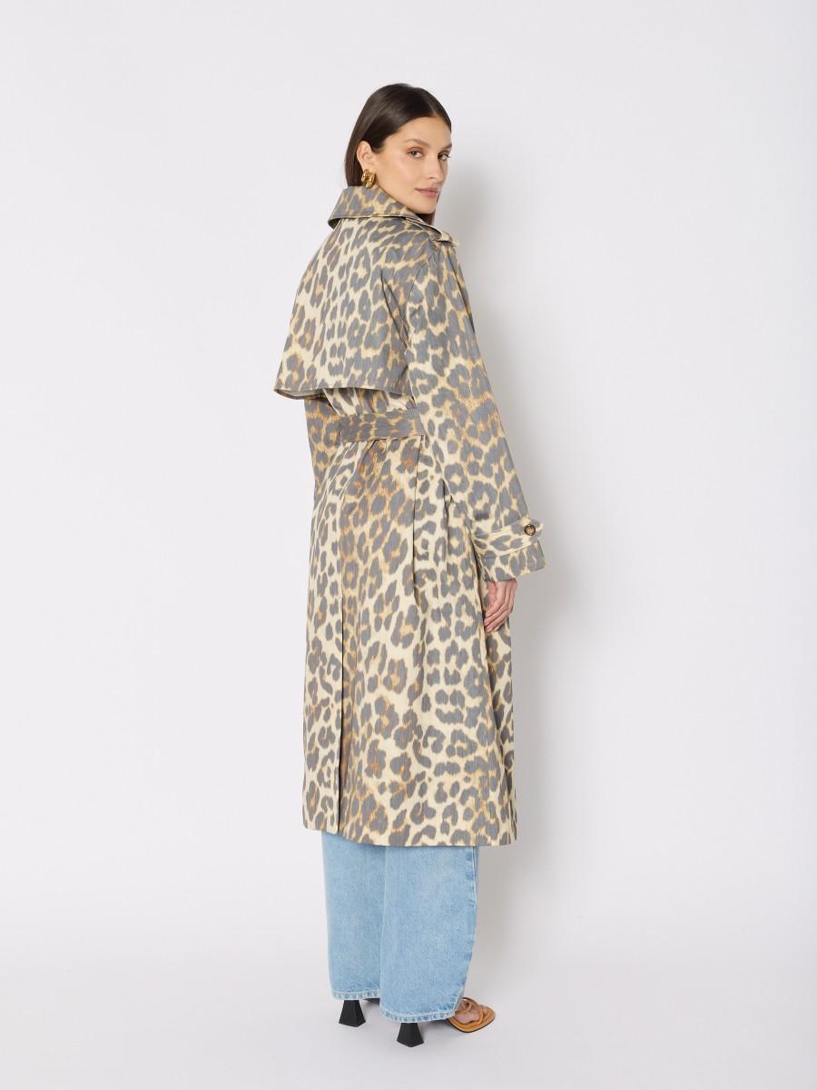 Berenice Trench MATHILDA – Long Imprimé Léopard Ceinture Ajustable 100% COTON
