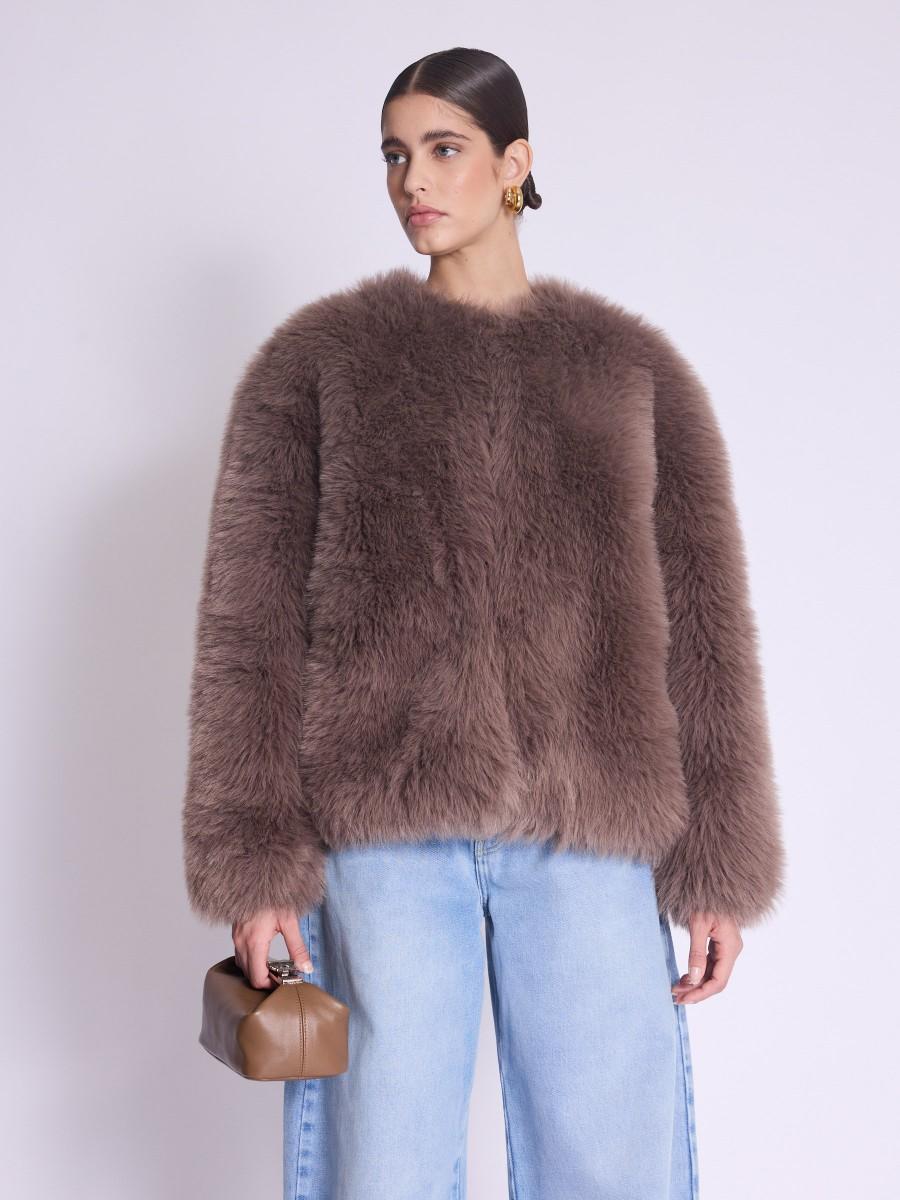 Berenice Veste VERY Veste courte à fausse fourrure beige Berenice Veste VERY Veste courte à fausse fourrure beige