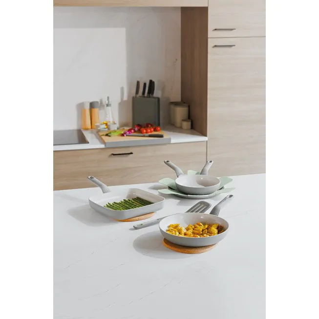 Berghoff 4-pcs Set De Poêles Antiadhérente Balance Moonmist Avec Spatule Balance