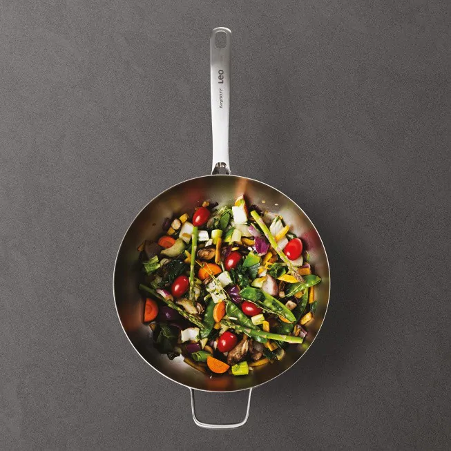 Berghoff Wok Avec Couvercle Graphite En Acier Inoxydable Recyclé 28cm