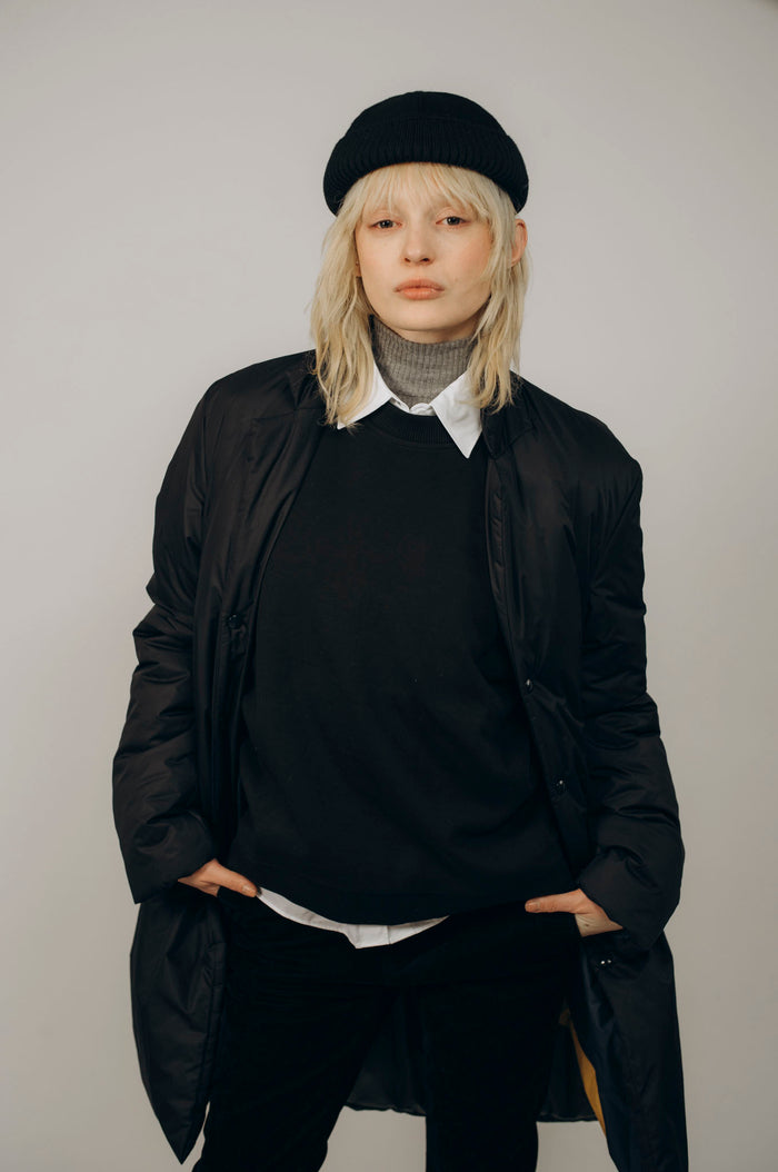 Béton Ciré Bonnet Docker Miki Winter Black Moleskine And Fleece Unisex And Made In Portugal