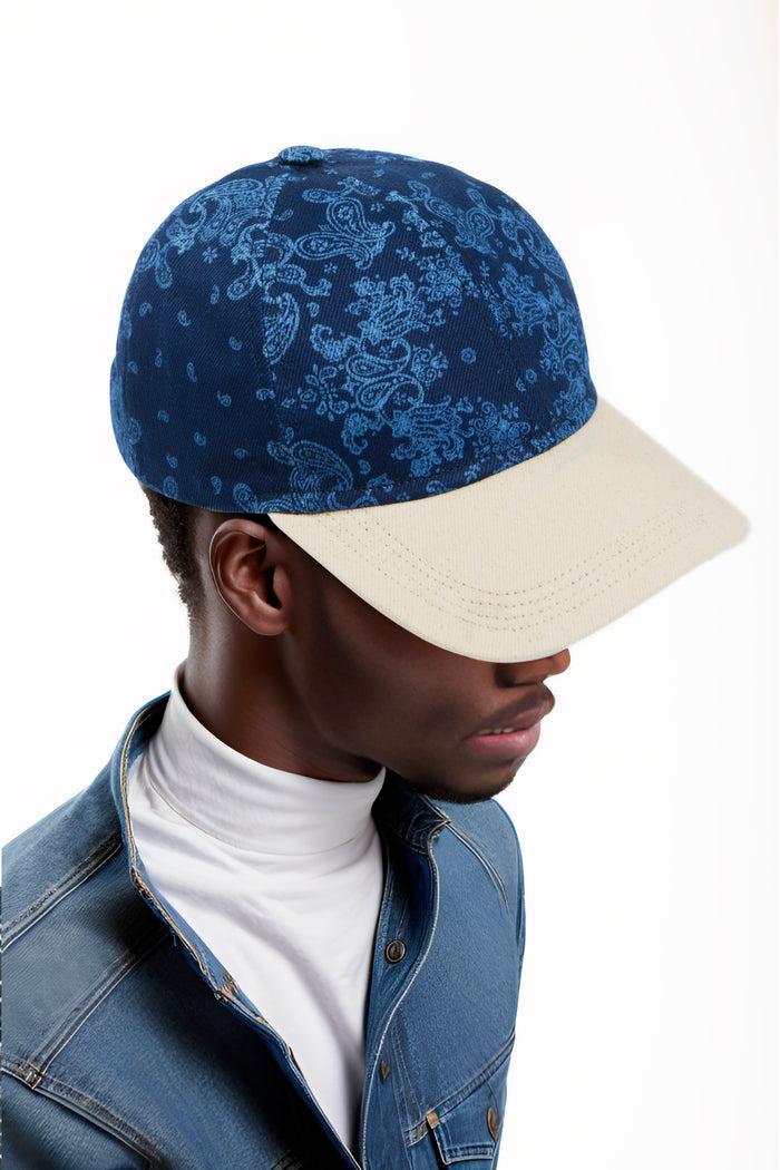 béton ciré CASQUETTE BASEBALL BANDANAS INDIGO DENIM