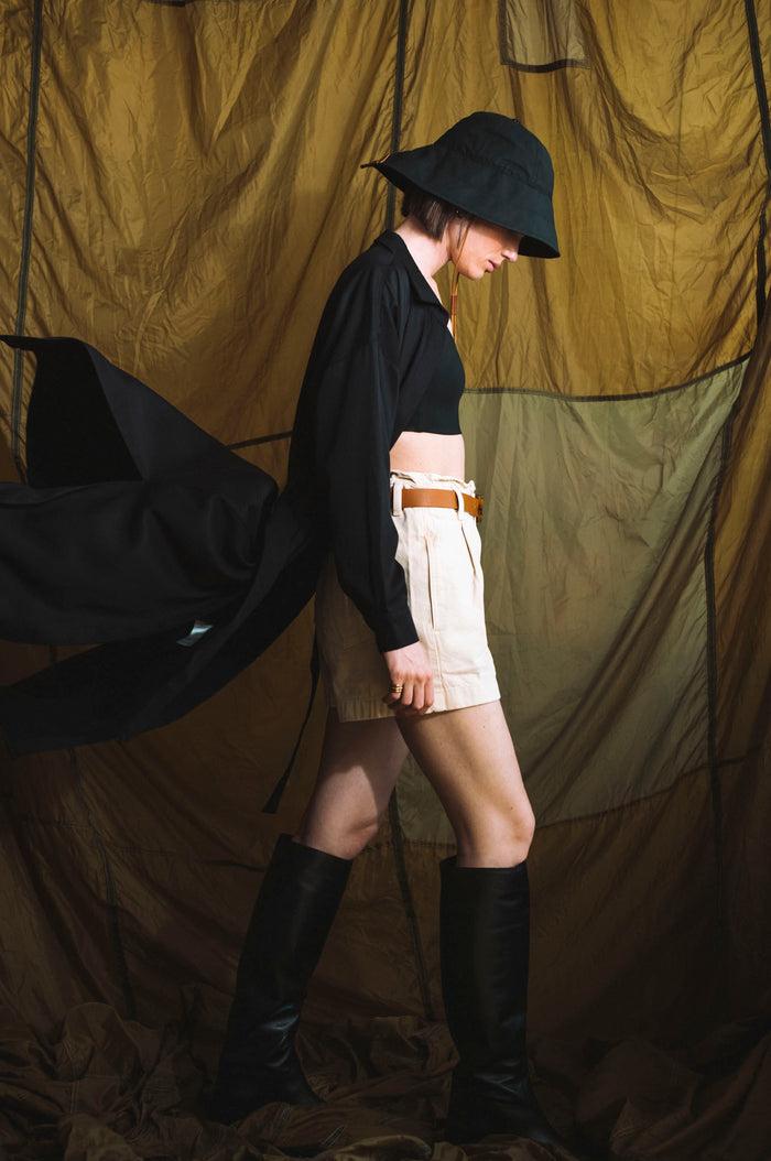 béton ciré Chapeau Chalutier imperméable noir en coton Béton Ciré unisexe et fabriqué en Europe