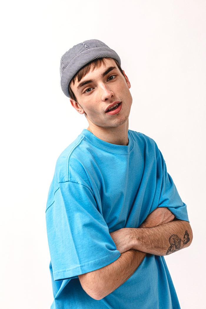 béton ciré Chapeau de marin Miki de Bretagne bleu rayé en coton Béton Ciré fabriqué au Portugal