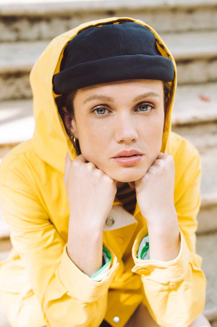 béton ciré Chapeau de marin Miki de Bretagne moleskine marine foncé en coton Béton Ciré fabriqué en France