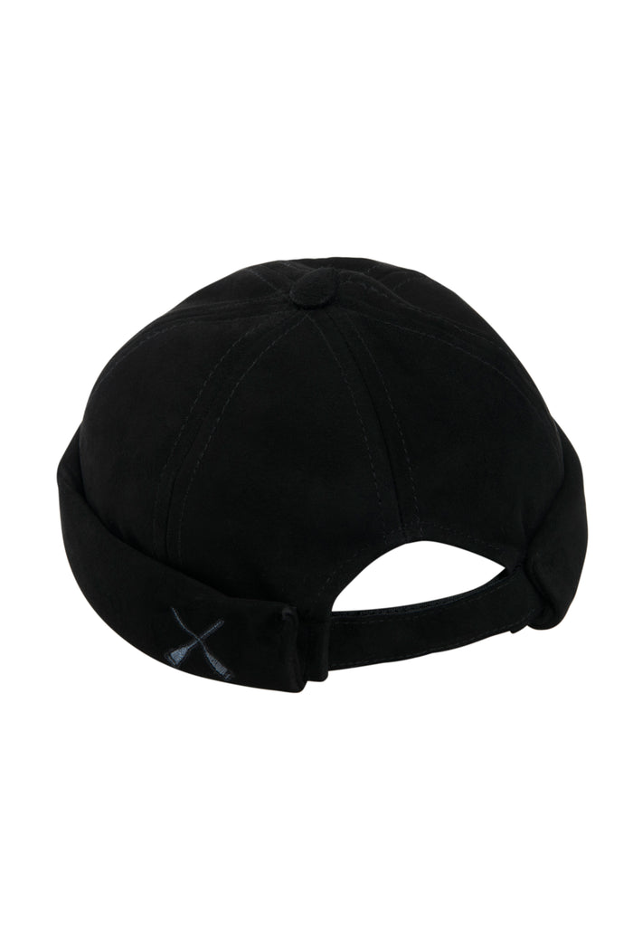 Béton Ciré Chapeau Docker Miki De Bretagne Française Cuir Nubuck Noir Fabriqué Au Portugal