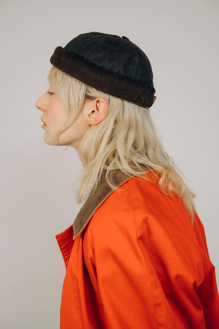 béton ciré Chapeau Docker Miki en coton ciré et velours côtelé de Bretagne fabriqué au Portugal