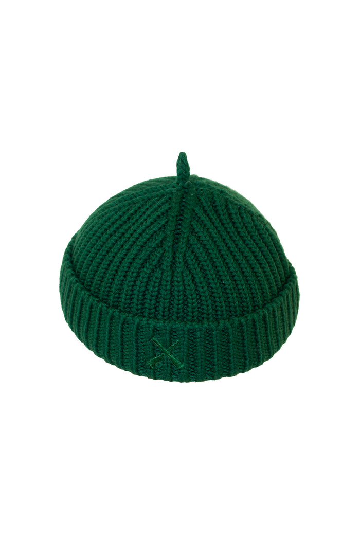 béton ciré Laine et bonnet unisexe bonnet miki vert tricoté en Italie
