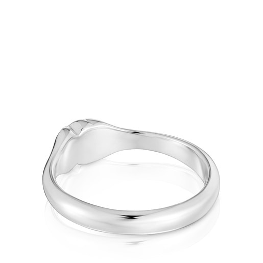 Tous Bague En Argent Et Motif Ourson En Onyx Petite TOUS Icon Color