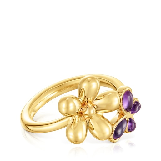 Tous Bague en argent plaqué or 18 ct et améthyste Daisy Tous Bague en argent plaqué or 18 ct et améthyste Daisy