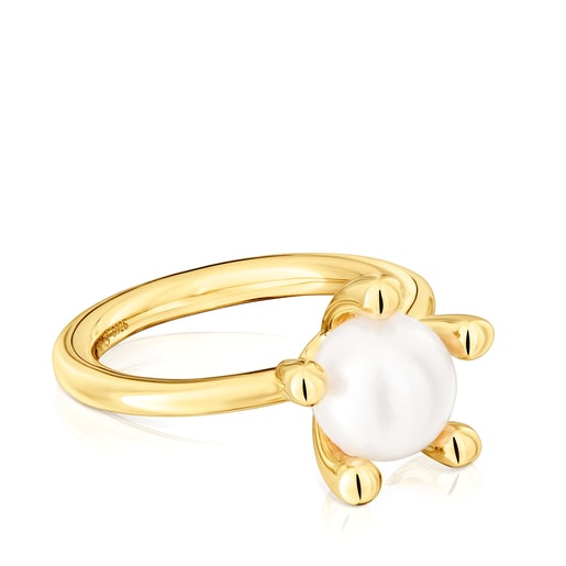 Tous Bague en argent plaqué or 18 ct et perle de culture TOUS Garden Tous Bague en argent plaqué or 18 ct et perle de culture TOUS Garden