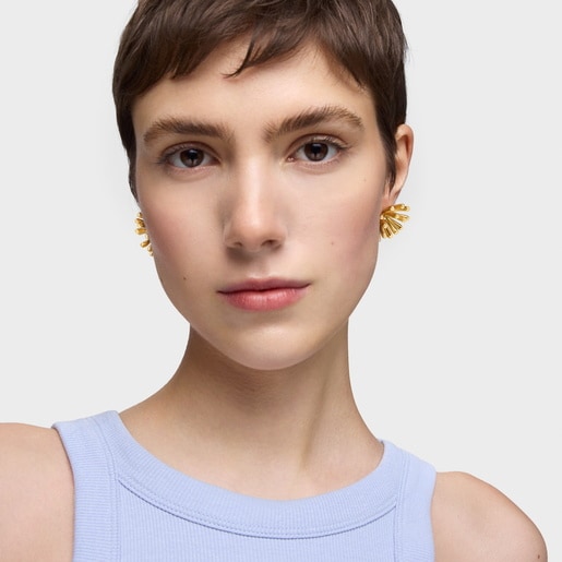Tous Boucles D’oreilles En Argent Plaqué Or 18 ct 28 mm TOUS Garden