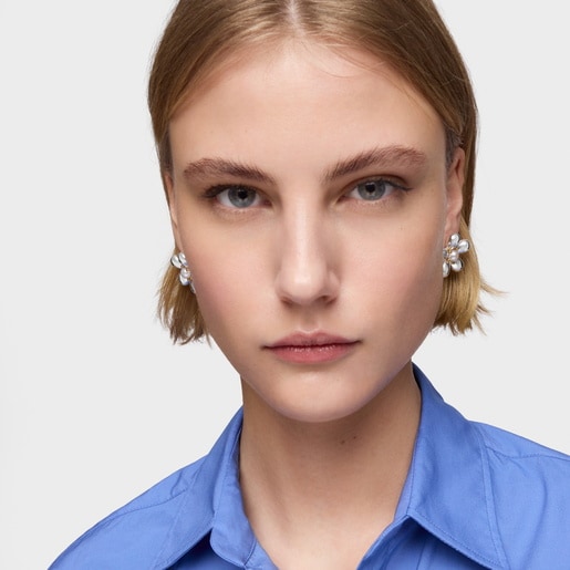 Tous Boucles D’oreilles Fleur Bicolores Et Perles De Culture 27 mm Daisy