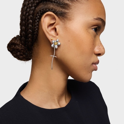 Tous Boucles D’oreilles Fleur Bicolores Longues Daisy