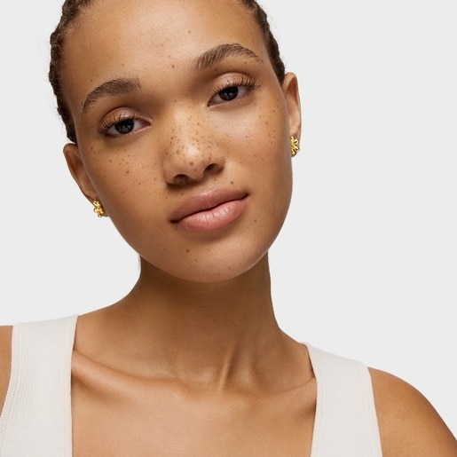 Tous Boucles D’oreilles Fleur En Argent Plaqué Or 18 ct Daisy
