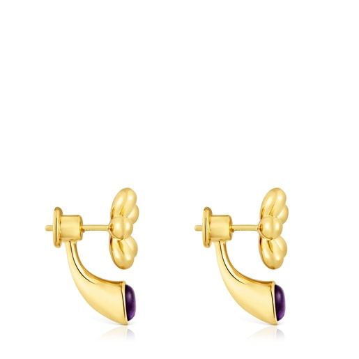 Tous Boucles d’oreilles fleur en argent plaqué or 18 ct et améthyste Daisy