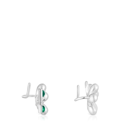 Tous Boucles d'oreilles grimpantes en argent et calcédoine verte Daisy