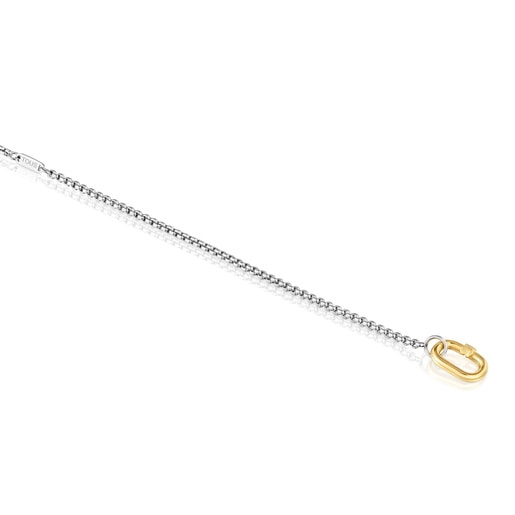 Tous Bracelet Chaîne En Acier Et Anneau En Or Hold Oval