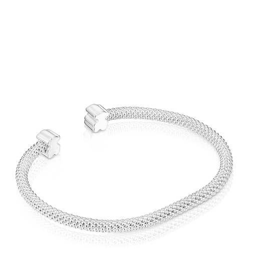 Tous Bracelet Manchette En Argent Motifs Ourson 7 mm Icon Mesh