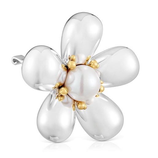 Tous Broche fleur bicolore et perle de culture 44 mm Daisy