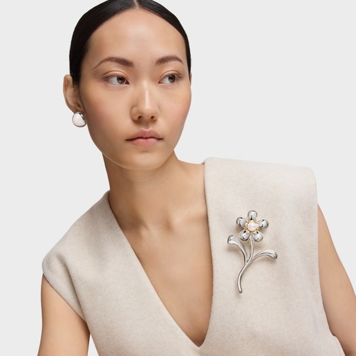 Tous Broche Fleur Bicolore Et Perle De Culture Daisy
