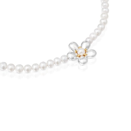 Tous Collier bicolore et perles de culture court Daisy