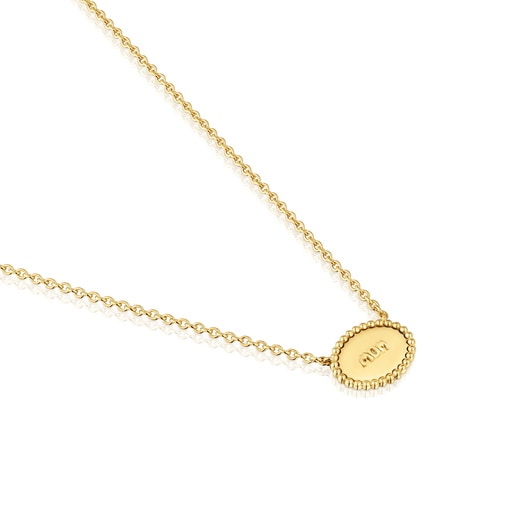 Tous Collier En Argent Plaqué Or 18 ct Plaque Court TOUS Mom
