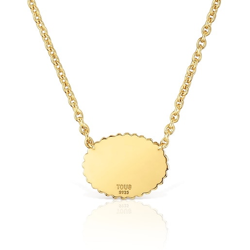 Tous Collier En Argent Plaqué Or 18 ct Plaque Court TOUS Mom