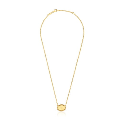 Tous Collier en argent plaqué or 18 ct plaque court TOUS Mom Tous Collier en argent plaqué or 18 ct plaque court TOUS Mom