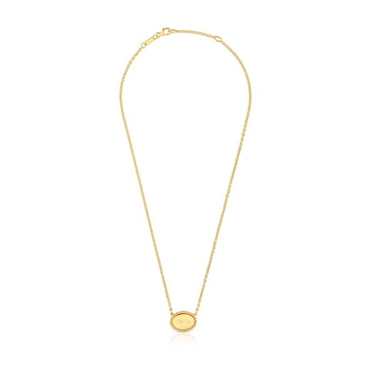 Tous Collier en argent plaqué or 18 ct plaque court TOUS Mama