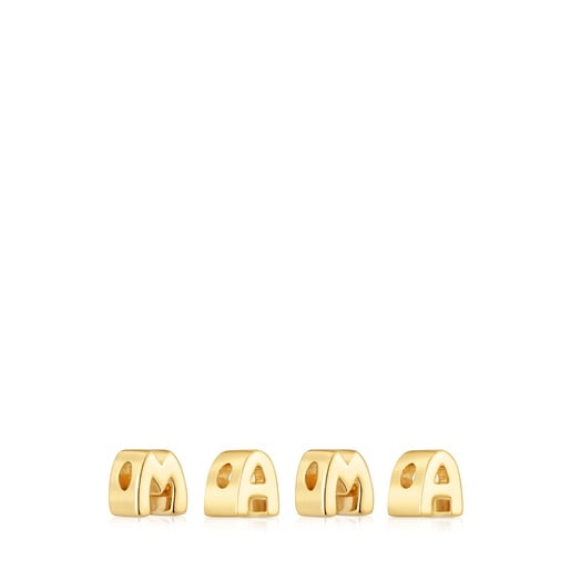 Tous Pack Charms En Argent Plaqué Or 18 ct Et Diamants TOUS Mama