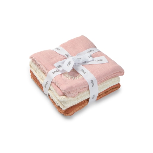 Tous Pack Of 3 Muslins With Towelling In Classic Pink