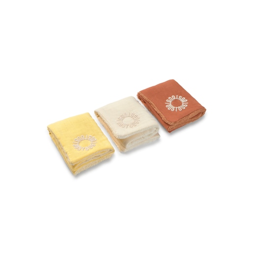 Tous Pack Of 3 Muslins With Towelling In Classic Yellow